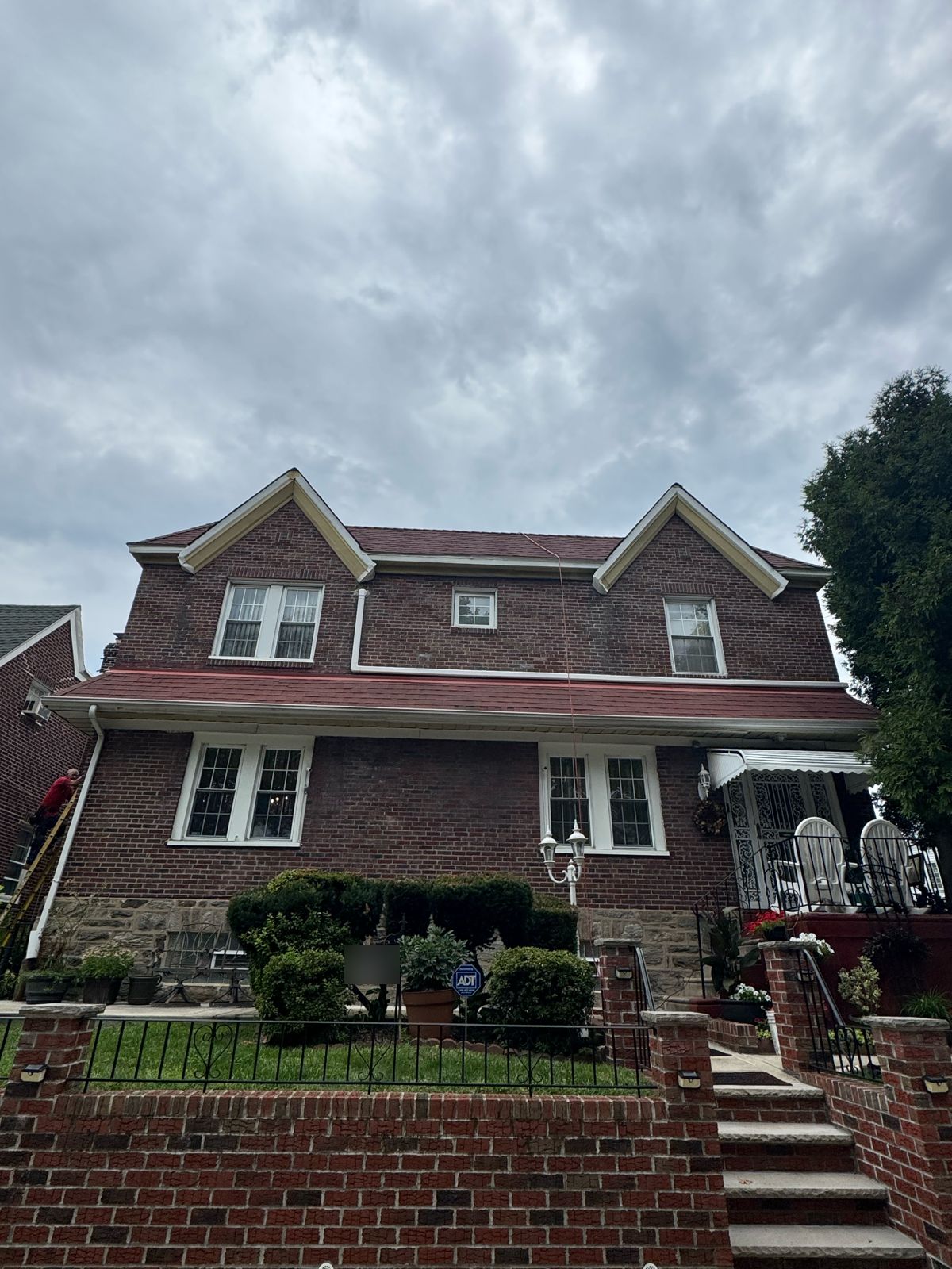 Finished roof on a brick twin